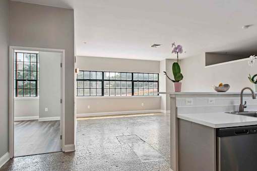 A kitchen with a dishwasher and a sink.
