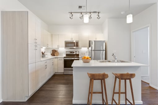 kitchen and island
