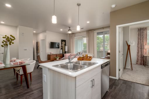 kitchen area in a room