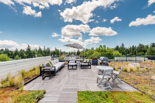 take in the views from the rooftop deck