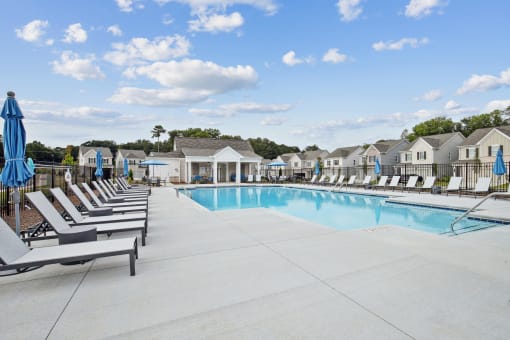 our apartments have a resort style pool with lounge chairs