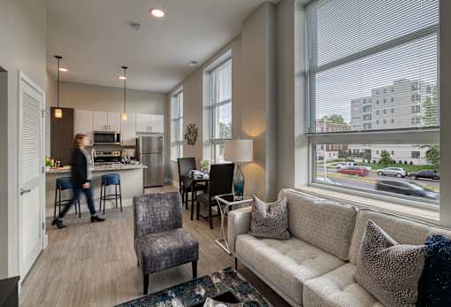 Living Area at Residences at Delmar Divine, St. Louis, MO