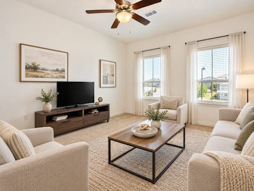 Living room with furniture and tv