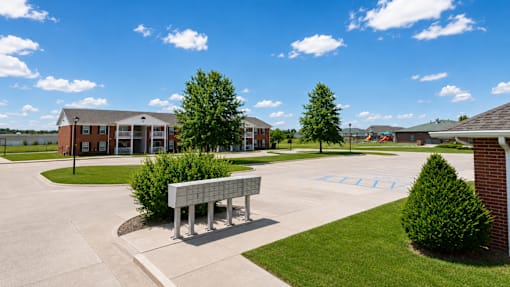 A sunny day at a school with a clear blue sky.