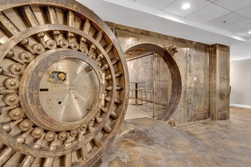 a large metal spiral shape in the center of a room at Metro67, Tennessee, 38103