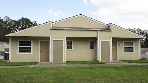 a house with a lawn in front of it