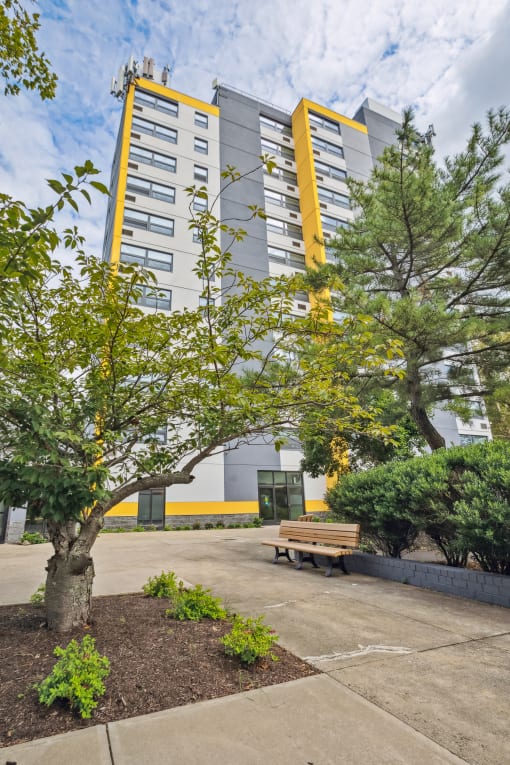 Exterior view of apartments at Edith Johnson Towers.