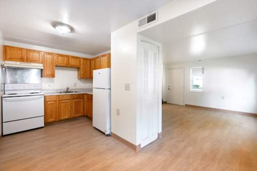 Open concept kitchen and living area at Blue Ridge Estates Apartments, Richmond, Virginia