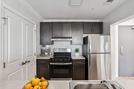 Apartment Kitchen with Stainless Steel Appliances at Shoreline Grove Apartments in Branford, CT.
