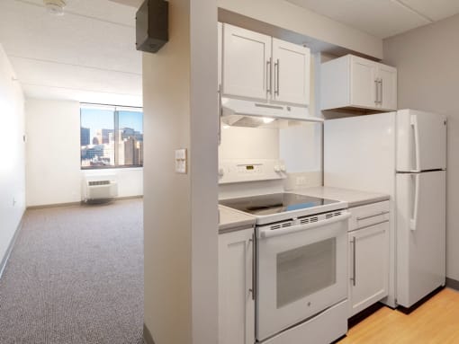 White Appliance Kitchen at Quincy Tower, Boston, MA