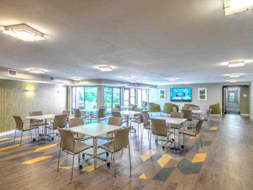 Community Room at Highland Glen Apartments in Westwood, MA.