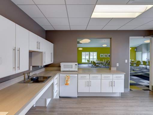 Community Clubhouse kitchen at Colonial Estates Apartments, Springfield, 01119
