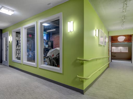 Vibrant hallways at Robinson Cuticura Mill Apartments in Malden , MA.