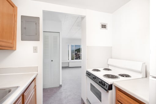 Apartment kitchen at Bridgeville Tower Bridgeville, Pennsylvania.