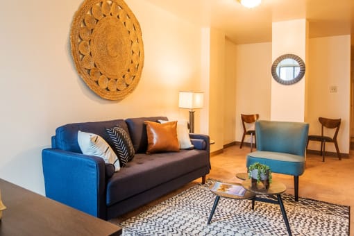 Decorated Living Room at May Building Apartments, Pittsburgh, PA, Pennsylvania