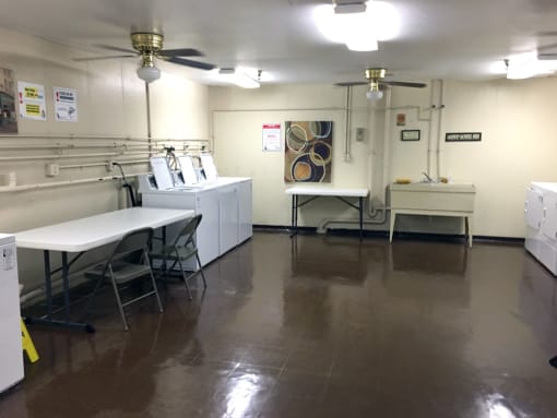 Laundry Room with Washers and Dryers at May Building Apartments, Pittsburgh