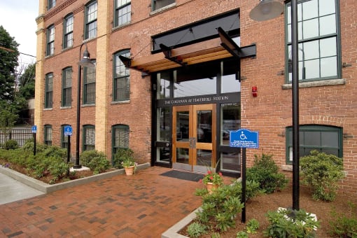 Brick Exterior Entrance  at The Cordovan at Haverhill Station, Massachusetts, 01830