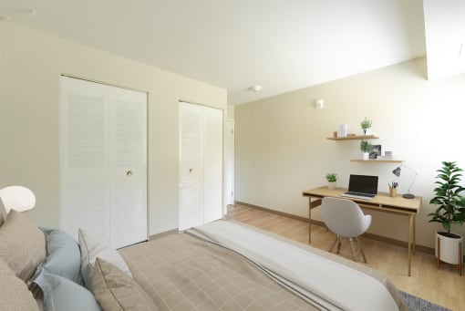 Bedroom with Closets and Desk.