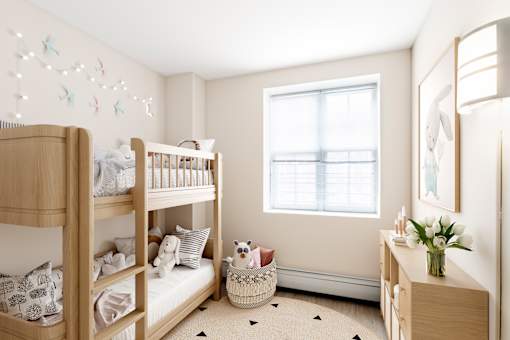 Childrens Bedroom Layout With Large Window  at Lenox Apartments, Boston, 02118