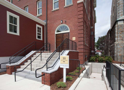 Exterior Of Building Sacred Heart Apartments.