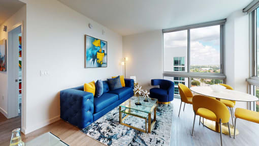 Living room at Douglas Enclave, Miami, FL, 33125.