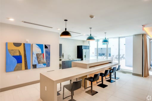 Clubhouse kitchen at Douglas Enclave, Miami, FL.