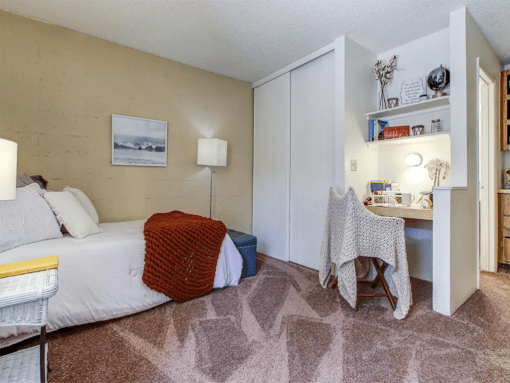 Bedroom With Work Desk at Pine View Village Apartments, Arizona