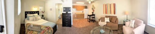 Studio Living Area at Pine View Village Apartments, Flagstaff