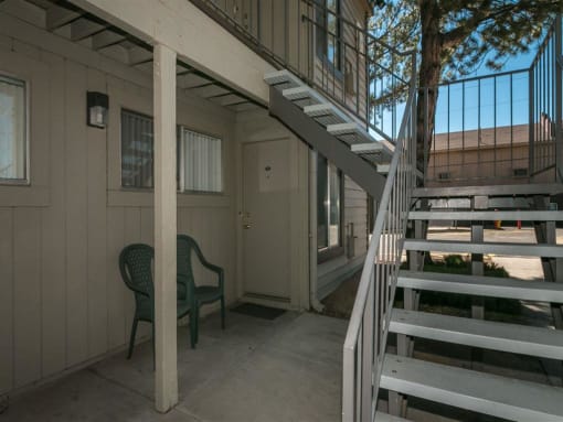 Backyard Staircase at Pine View Village Apartments, Flagstaff, AZ, 86001