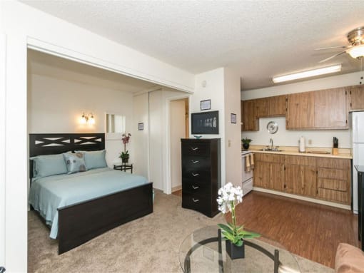 Studio Bedroom at Pine View Village Apartments, Arizona, 86001