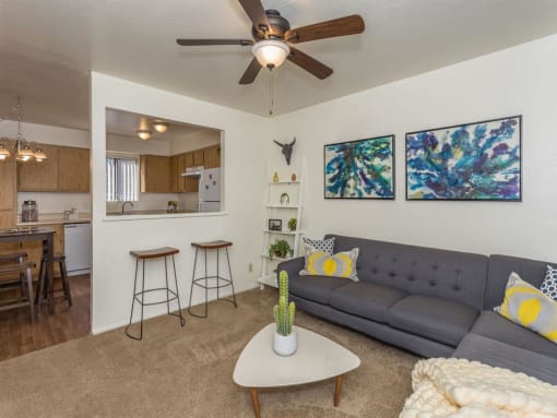 Living Room Come Kitchen at University Square Apartments, Flagstaff