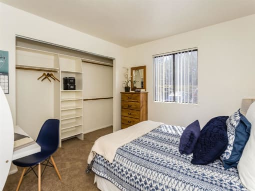 Bedroom With Work Space at University Square Apartments, Flagstaff, AZ