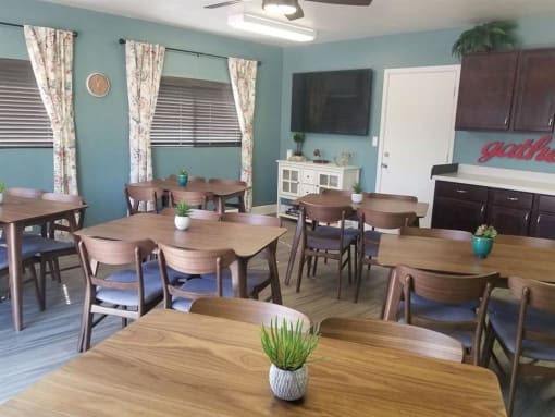 Clubhouse Kitchen Space at University Square Apartments, Flagstaff