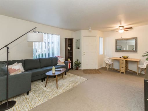 Spacious Living Area at Woodlands Village Apartments, Flagstaff, 86001