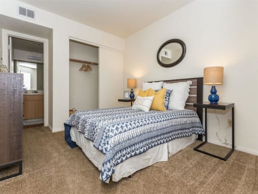 Large Comfortable Bedrooms With Closet at Woodlands Village Apartments, Flagstaff, AZ