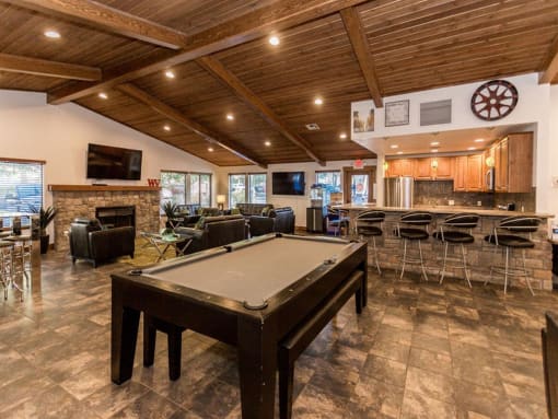 Clubhouse Billiards Table at Woodlands Village Apartments, Flagstaff, AZ