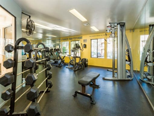 Modern Fitness Center at Woodlands Village Apartments, Arizona