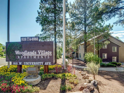 Property Signage at Woodlands Village Apartments, Flagstaff, AZ, 86001