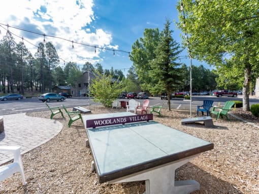 Outdoor Ping-pong Table at Woodlands Village Apartments, Flagstaff, AZ