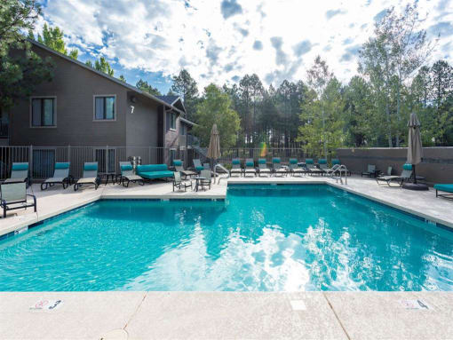 Relaxing Swimming Pool at Woodlands Village Apartments, Flagstaff