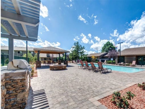 Poolside Sundeck And Grilling Area at Country Club Meadows Apartments, Arizona, 86004