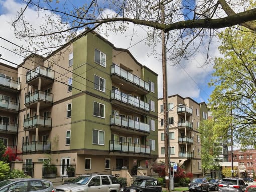 Building exterior at Charbonneau Apartments in Seattle, WA 98101