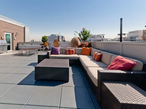 Rooftop Terrace Seating at 34 Berry, Brooklyn, New York