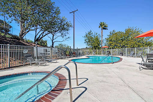 Swimming Pool Area at Hendrix Apartments, Escondido, CA