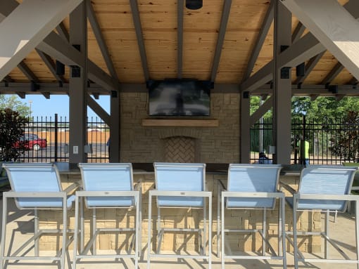 Outdoor Sitting Area with Fireplace at Canebrake Apartment Homes, Shreveport, Louisiana