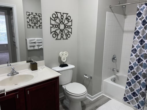 Bathroom with Toilet and Shower at 62Eleven, Elkridge, MD, 21075