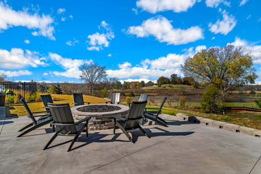 Outdoor courtyard with fire pit at Alta Farms at Cane Ridge, Antioch, Tennessee
