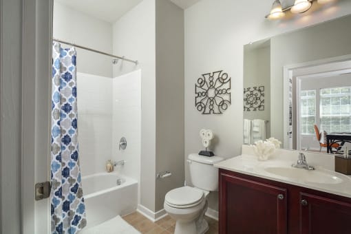 Bathroom with Large Mirror at 62Eleven, Elkridge, MD, 21075