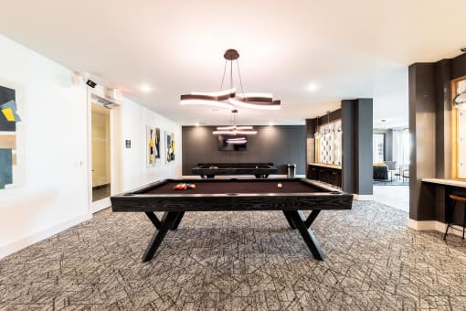 Billiards Table in a Game Lounge