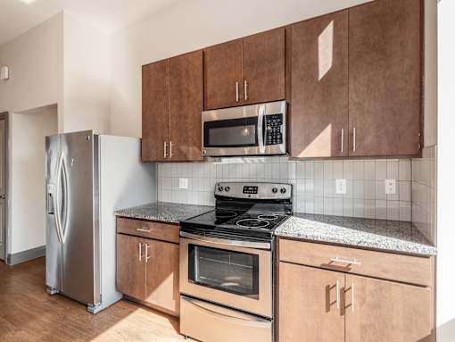 Kitchen with a Stove at 303 Front St Apartments, Ohio, 43215